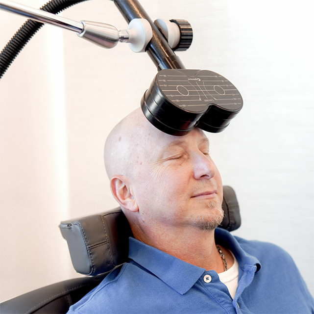 Man receiving MeRT for his treatment-resistant depression